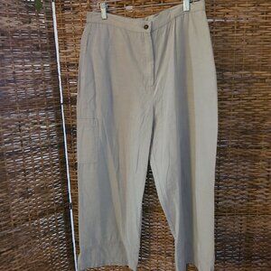 NWT Cynthia Max Relax Cargo Wide Leg Crop Capris Sz L Sage Green VTG USA Made
